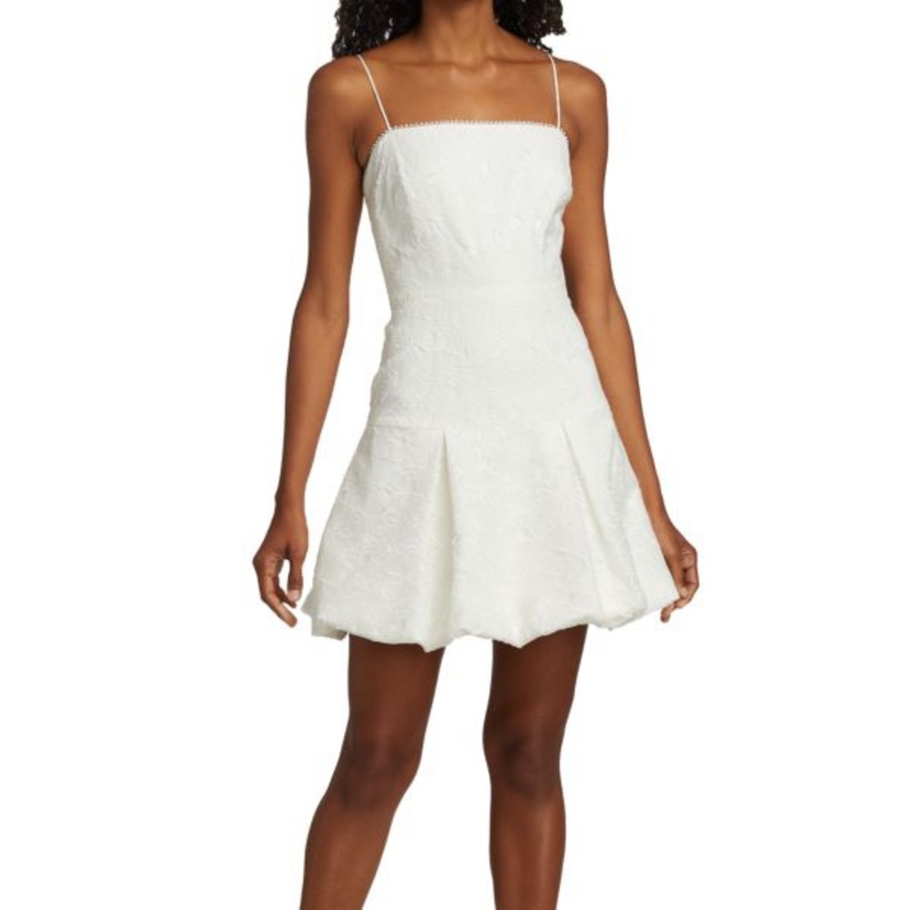 ML Monique Lhuillier Organza Lace Bubble Mini Dress